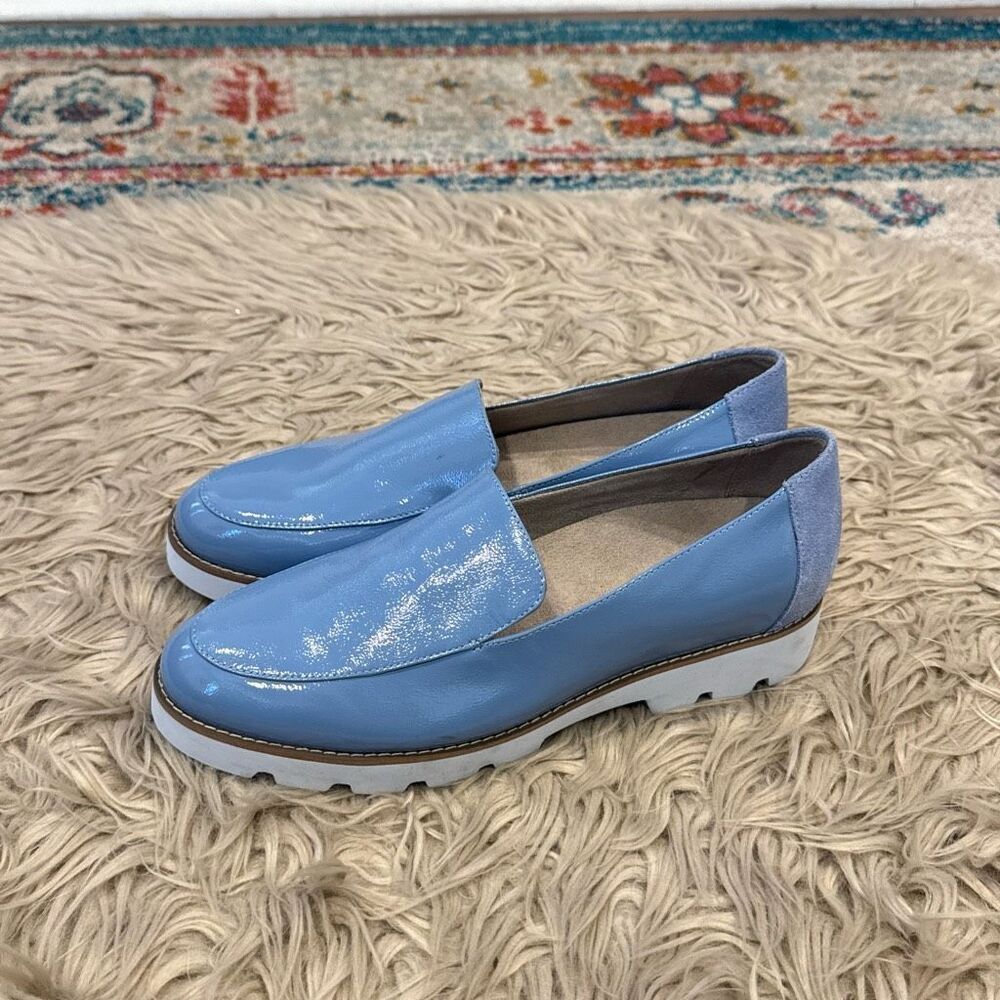 Vionic Light Blue Patent & Suede Slip-On Loafers